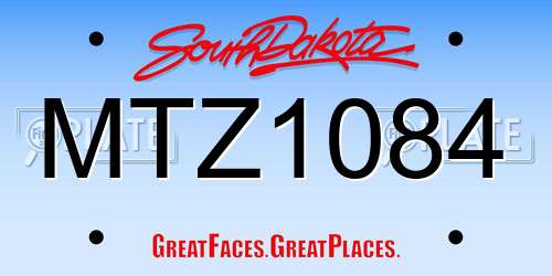 MTZ1084 South Dakota License Plate