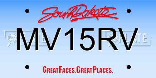 MV15RV South Dakota License Plate