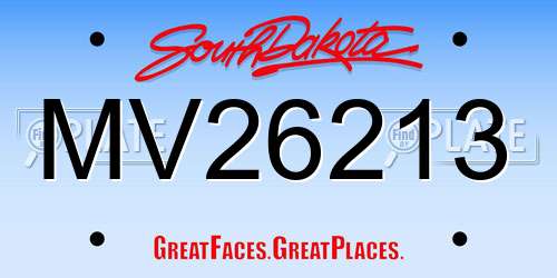 MV26213 South Dakota License Plate