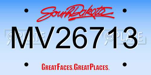 MV26713 South Dakota License Plate