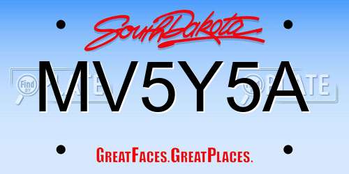 MV5Y5A South Dakota License Plate