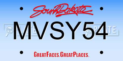 MVSY54 South Dakota License Plate