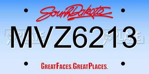 MVZ6213 South Dakota License Plate