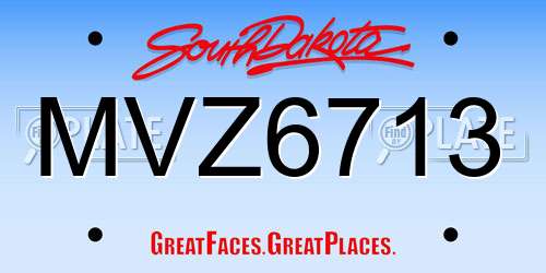 MVZ6713 South Dakota License Plate