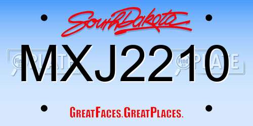 MXJ2210 South Dakota License Plate