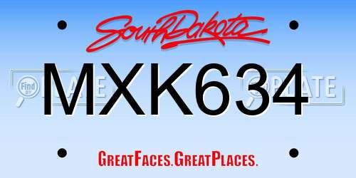 MXK634 South Dakota License Plate