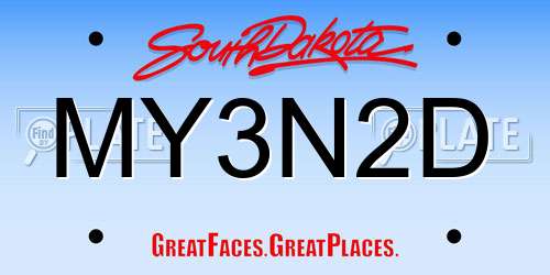 MY3N2D South Dakota License Plate