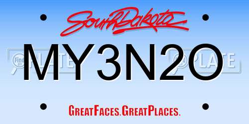 MY3N2O South Dakota License Plate