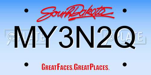 MY3N2Q South Dakota License Plate
