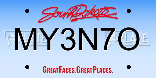 MY3N7O South Dakota License Plate
