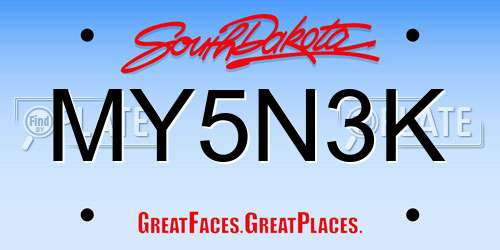MY5N3K South Dakota License Plate