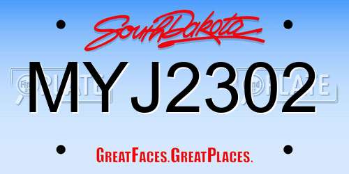 MYJ2302 South Dakota License Plate