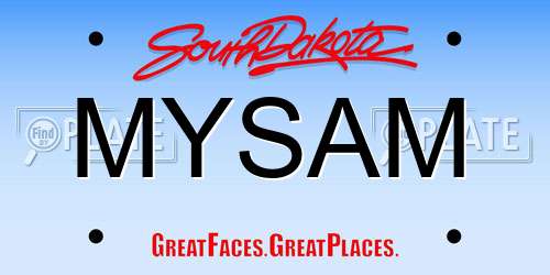 MYSAM South Dakota License Plate