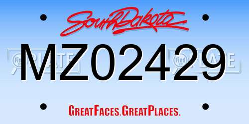 MZ02429 South Dakota License Plate