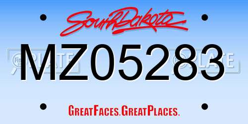 MZ05283 South Dakota License Plate