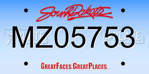 MZ05753 South Dakota License Plate