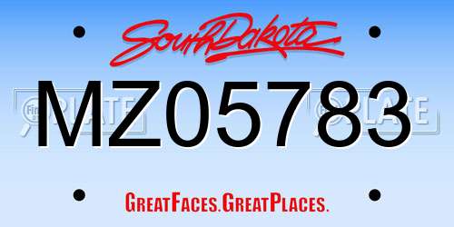 MZ05783 South Dakota License Plate