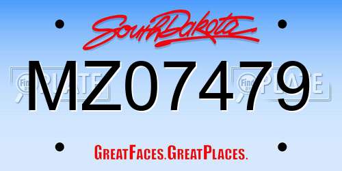 MZ07479 South Dakota License Plate
