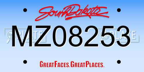 MZ08253 South Dakota License Plate