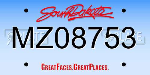 MZ08753 South Dakota License Plate