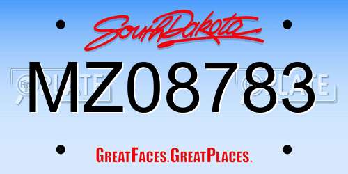 MZ08783 South Dakota License Plate