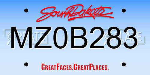 MZ0B283 South Dakota License Plate