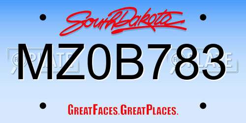 MZ0B783 South Dakota License Plate