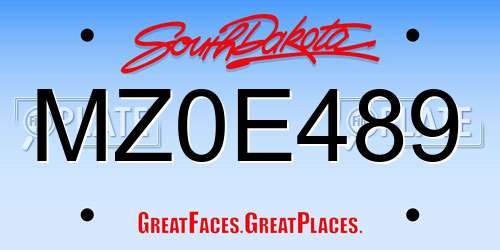 MZ0E489 South Dakota License Plate