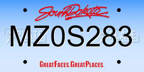 MZ0S283 South Dakota License Plate