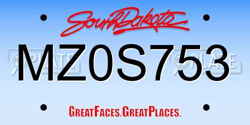 MZ0S753 South Dakota License Plate