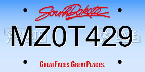 MZ0T429 South Dakota License Plate