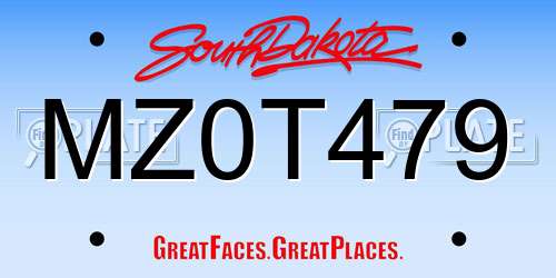 MZ0T479 South Dakota License Plate