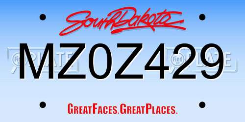MZ0Z429 South Dakota License Plate