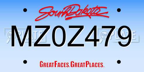 MZ0Z479 South Dakota License Plate