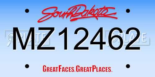 MZ12462 South Dakota License Plate