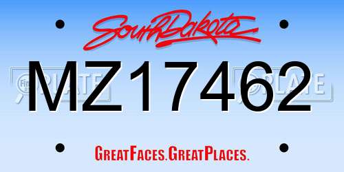 MZ17462 South Dakota License Plate