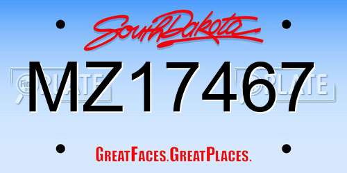 MZ17467 South Dakota License Plate