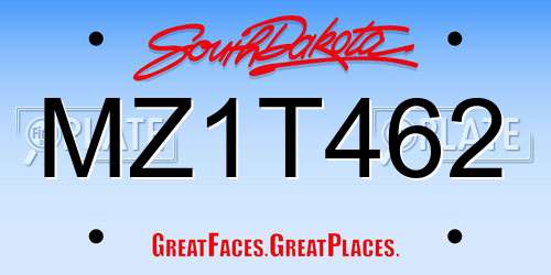 MZ1T462 South Dakota License Plate