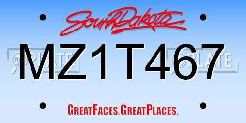 MZ1T467 South Dakota License Plate