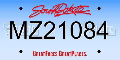 MZ21084 South Dakota License Plate
