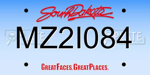 MZ2I084 South Dakota License Plate