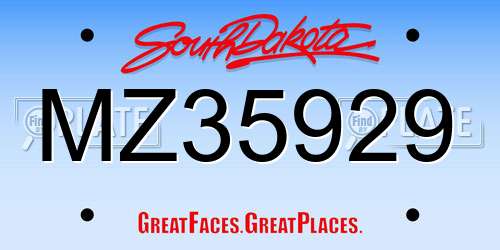 MZ35929 South Dakota License Plate