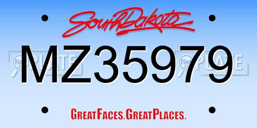 MZ35979 South Dakota License Plate