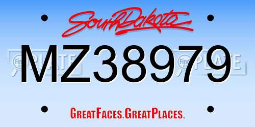 MZ38979 South Dakota License Plate