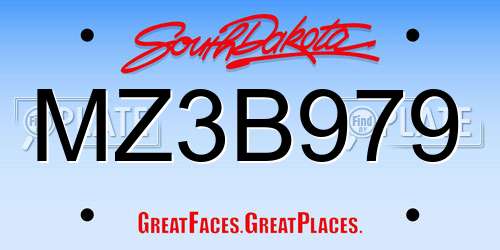MZ3B979 South Dakota License Plate