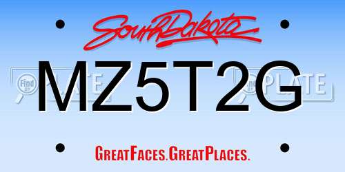 MZ5T2G South Dakota License Plate