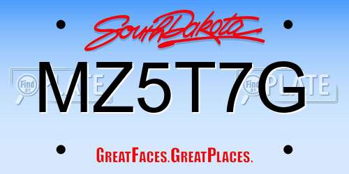 MZ5T7G South Dakota License Plate