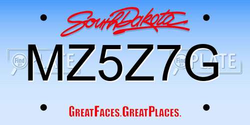 MZ5Z7G South Dakota License Plate