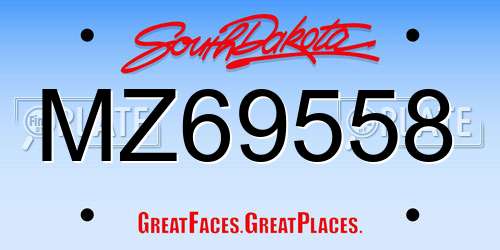 MZ69558 South Dakota License Plate