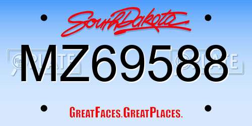 MZ69588 South Dakota License Plate